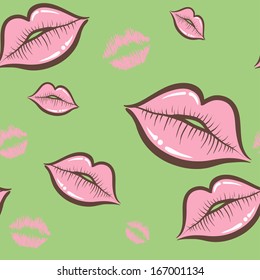 Seamless pattern. Lips. Kiss. Imprint. Wallpaper. vector illustration
