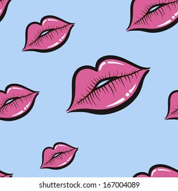 Seamless pattern. Lips. Kiss. Imprint. Wallpaper. vector illustration