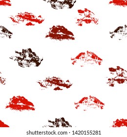 Seamless pattern - lips kisses prints background