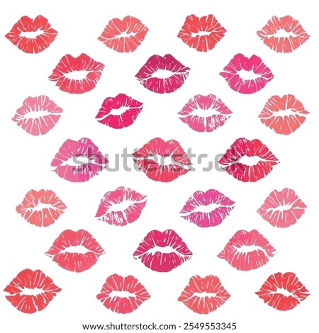 seamless pattern with lips, pink red lips pattern illustration vector