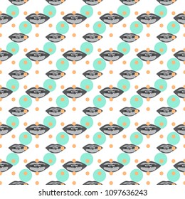 Seamless pattern with lips. Pop art. Vector illustration