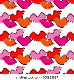 Seamless pattern with lips. Pop art style. Cloth design, wallpaper. Textile rapport.
