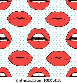 Seamless pattern lips. Sexy glamour vector background.