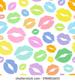 Seamless pattern lips silhouettes colorful vector illustration