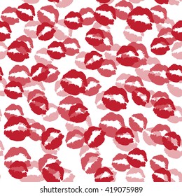 Seamless pattern with a lipstick kiss