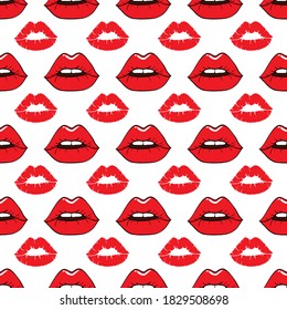 Patrón sin brillo con un lápiz labial marca el fondo blanco. Fondo del vector