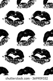 Seamless pattern with a lipstick kiss prints for wrapping, wallpaper, textile, invitation, wedding cards. Pattern in the swatches panel.