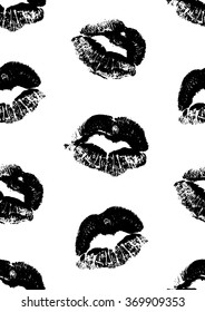 Seamless pattern with a lipstick kiss prints for wrapping, wallpaper, textile, invitation, wedding cards. Pattern in the swatches panel.