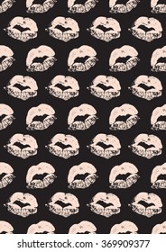 Seamless pattern with a lipstick kiss prints for wrapping, wallpaper, textile, invitation, wedding cards.