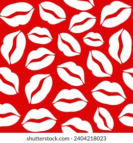 Seamless Pattern of Lipstick Kisses.