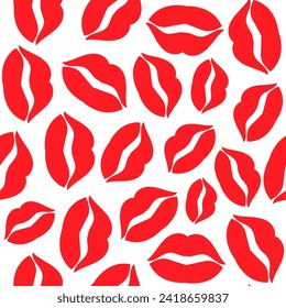 Seamless Pattern of Lipstick Kisses.