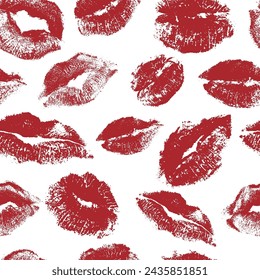 Seamless pattern of lipstick kisses. Vector illustration