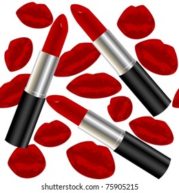 Seamless pattern with lipsticks and lips