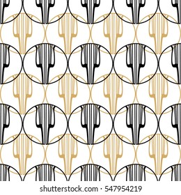 Seamless pattern Lira. Golden and black graphics.