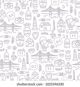 A seamless pattern of Lisbon smiles.