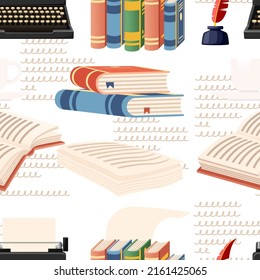 Seamless pattern Literature lesson courses online education concept or school lesson vector illustration on white background