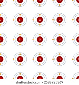 Seamless pattern of lithium atom symbols