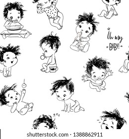 seamless pattern with little baby