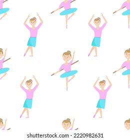 Seamless pattern of a little ballerina. vector illustration on white background