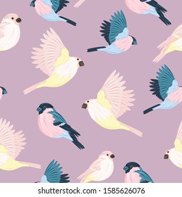 Seamless pattern with little birds