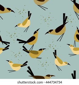 seamless pattern little birds on a white background