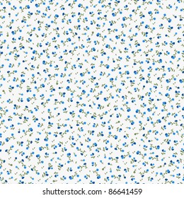 Seamless Pattern Of A Little Blue Flowers.