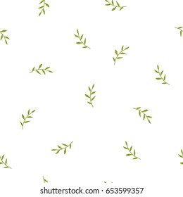 Seamless   pattern with little bright green blades of grass.   Hand drawn shabby sprigs with sharp leaflets. For printing on fabric or paper. Vector illustration