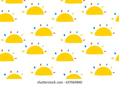 Seamless pattern with little cartoon suns