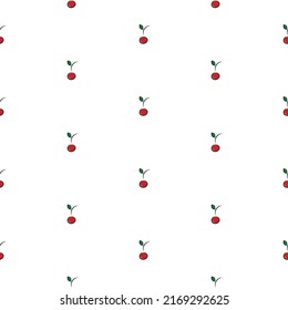 Nahtloses Muster mit kleinen Kirschen. Perfekt für Bekleidung, Stoff, Textilien, Verpackungspapier, Dekoration, Karte, Scrapbooking, Buch. Vektorgrafik.