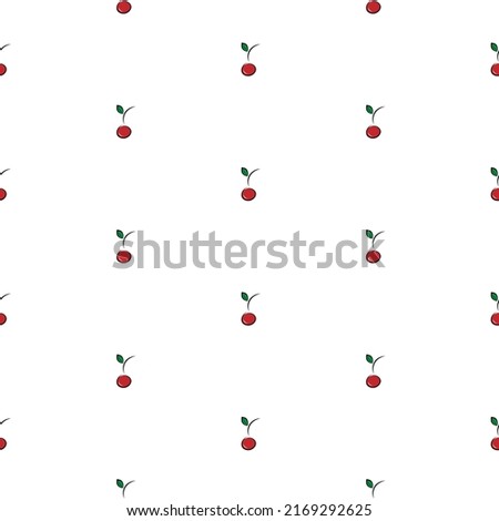 Seamless pattern with little cherries. Perfect for apparel, fabric, textile, wrapping paper, decoration, card, scrapbooking, book. Vector illustration.