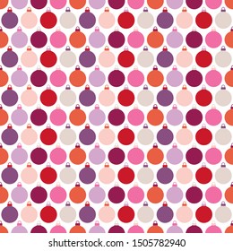 Seamless Pattern Little Christmas Baubles Red Pink Purple White