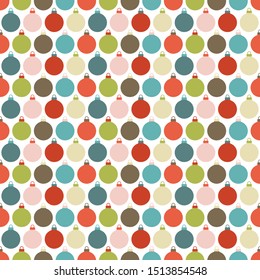 Seamless Pattern Little Christmas Baubles Retro Colors