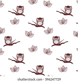 seamless pattern with little cute owls