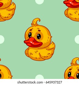 Seamless pattern, little ducky  background vector.