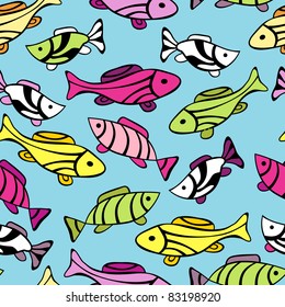 Seamless pattern with little fishes