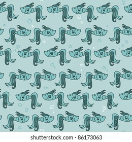 Seamless pattern with little fishes