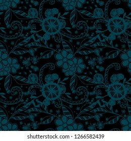 Seamless Pattern with Little Flowers in Country Style. Summer Floral Texture with Hand Drawn Doodles. Small Natural Rapport for Chintz, Linen, Textile. Vector Seamless Background with Wild Flowers.