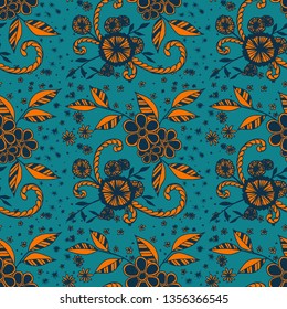 Seamless Pattern with Little Flowers in Country Style. Spring Floral Texture with Hand Drawn Doodles. Small Natural Rapport for Dress, Print, Paper. Vector Seamless Background with Wild Flowers.