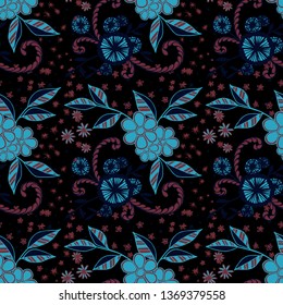 Seamless Pattern with Little Flowers in Country Style. Summer Floral Texture with Hand Drawn Doodles. Small Natural Rapport for Chintz, Cotton, Calico. Vector Seamless Background with Wild Flowers.