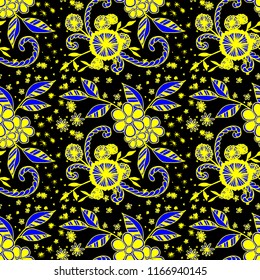 Seamless Pattern with Little Flowers in Liberty Style. Summer Floral Texture with Hand Drawn Doodles. Small Natural Rapport for Fabric, Cloth, Textile. Vector Seamless Background with Wild Flowers.