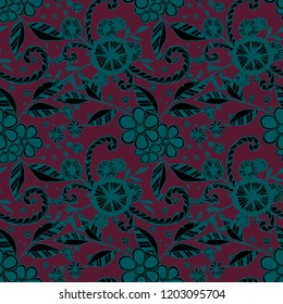 Seamless Pattern with Little Flowers in Liberty Style. Summer Floral Texture with Hand Drawn Doodles. Small Natural Rapport for Fabric, Linen, Textile. Vector Seamless Background with Wild Flowers.