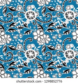 Seamless Pattern with Little Flowers in Liberty Style. Summer Floral Texture with Hand Drawn Doodles. Small Natural Rapport for Chintz, Cotton, Calico. Vector Seamless Background with Wild Flowers.