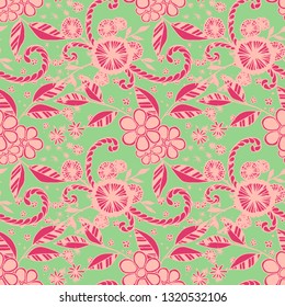 Seamless Pattern with Little Flowers in Liberty Style. Autumn Floral Texture with Hand Drawn Doodles. Small Natural Rapport for Dress, Cloth, Paper. Vector Seamless Background with Wild Flowers.