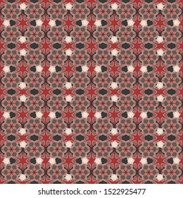Seamless pattern little flowers in pink, gray and orange colors. Vector cute floral pattern in the small abstract flowers.