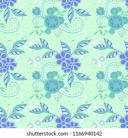 Seamless Pattern with Little Flowers in Rustic Style. Spring Floral Texture with Hand Drawn Doodles. Small Natural Rapport for Dress, Print, Cotton. Vector Seamless Background with Wild Flowers.