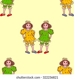 Seamless pattern with little girls. Vector illustration.