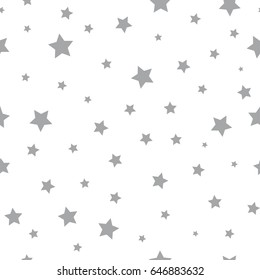 Seamless pattern with little grey stars on white background. Seamless abstract pattern Vector illustration. 