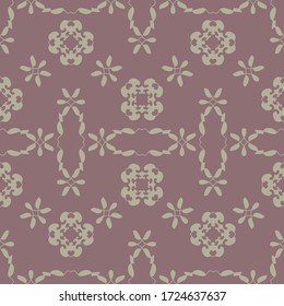 Seamless pattern with little hearts. Burgundy red color and light green . Vector.	