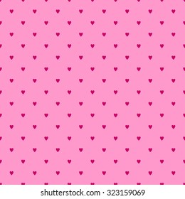Seamless pattern with little hearts in the style of polka dot on a gentle background light pink with a burgundy color