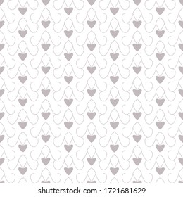 Patrón sin inconvenientes con corazones pequeños. Blanco y gris. Vector.